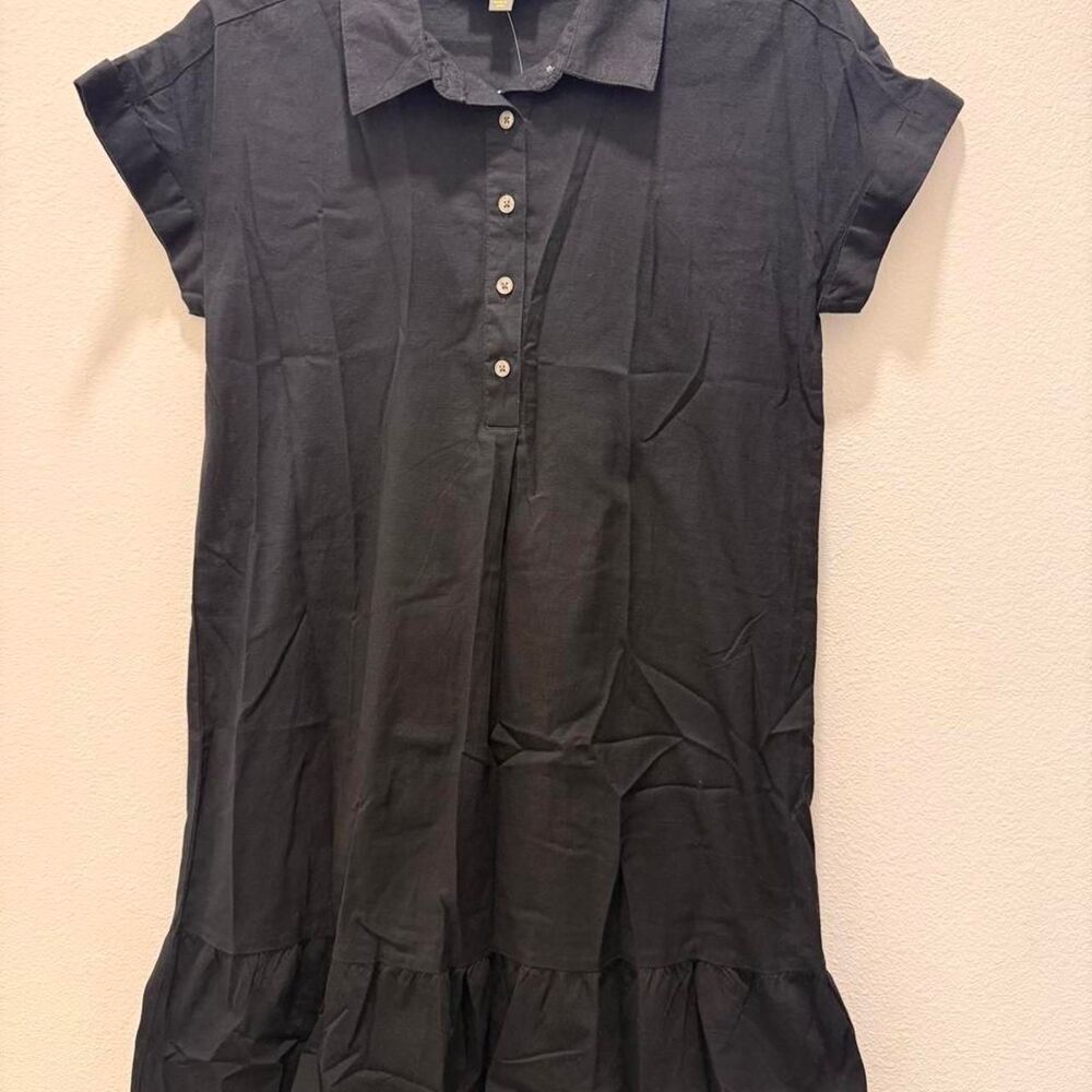 Style & Co Women's Cotton Flutter Dress Size Small in Black NWT
